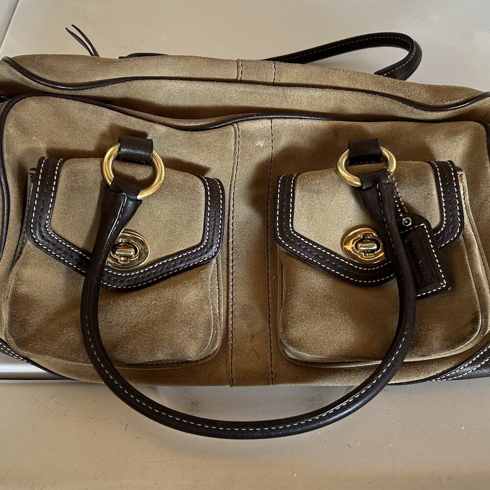 Coach Legsct Suede Turlock Medium Satchel